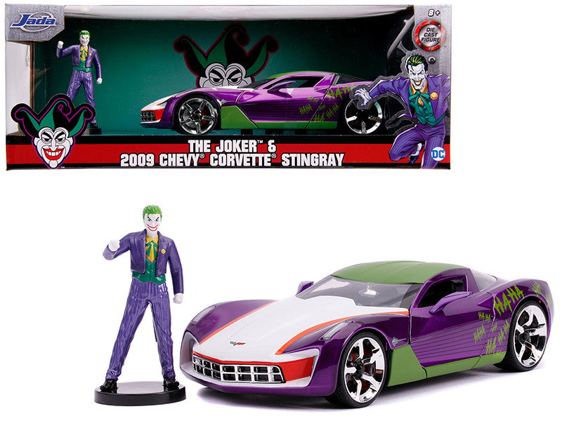 2009 Chevrolet Corvette Stingray with Joker Diecast Figurine "DC Comics" Series 1/24 Diecast Model Car by Jada LuxuryLifeWay Online Store