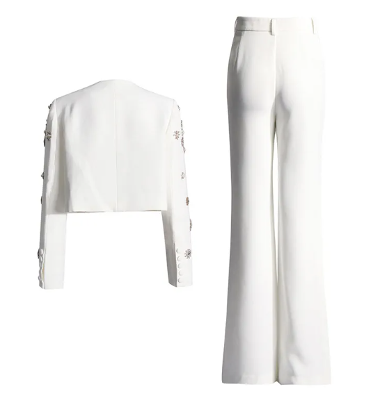 Women's Fashion Side-Slit Bootcut Trousers Suit Set (Jacket + Pants) Pi-Mart