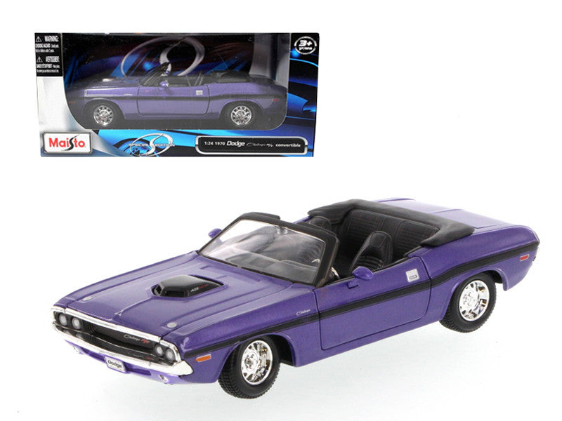 1970 Dodge Challenger R/T Convertible Purple 1/24 Diecast Model Car by Maisto LuxuryLifeWay Online Store