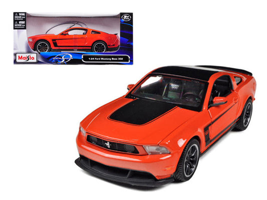 2012 Ford Mustang Boss 302 Orange and Black 1/24 Diecast Model Car by Maisto LuxuryLifeWay Online Store