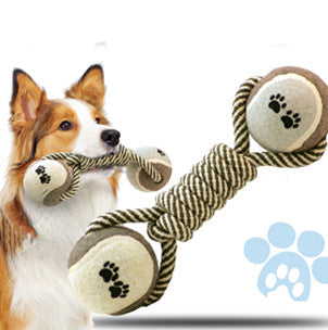 Pet Dumbbell Rope Tennis Ball Chew Toys Teeth Cleaning Pets Fashion