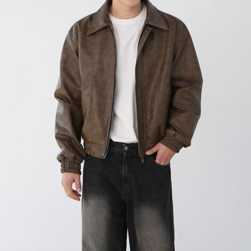 MYQ Men's Short Motorcycle Leather Jacket - Spring Style Pi-Mart
