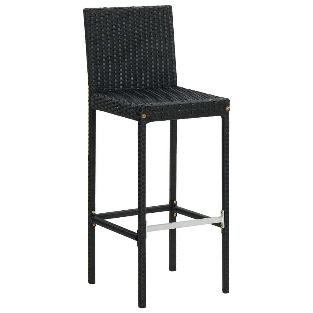 Garden Bar Stools with Cushions 2 pcs Black Poly Rattan LuxuryLifeWay Online Store