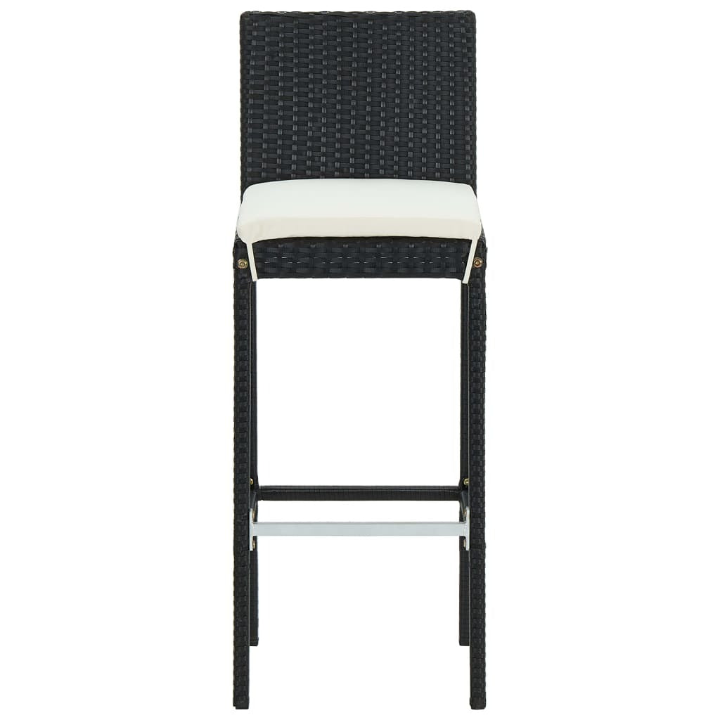 Garden Bar Stools with Cushions 2 pcs Black Poly Rattan LuxuryLifeWay Online Store