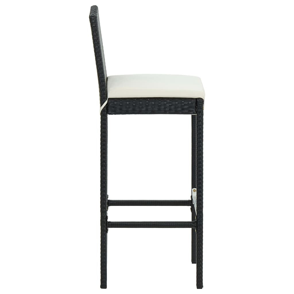 Garden Bar Stools with Cushions 2 pcs Black Poly Rattan LuxuryLifeWay Online Store