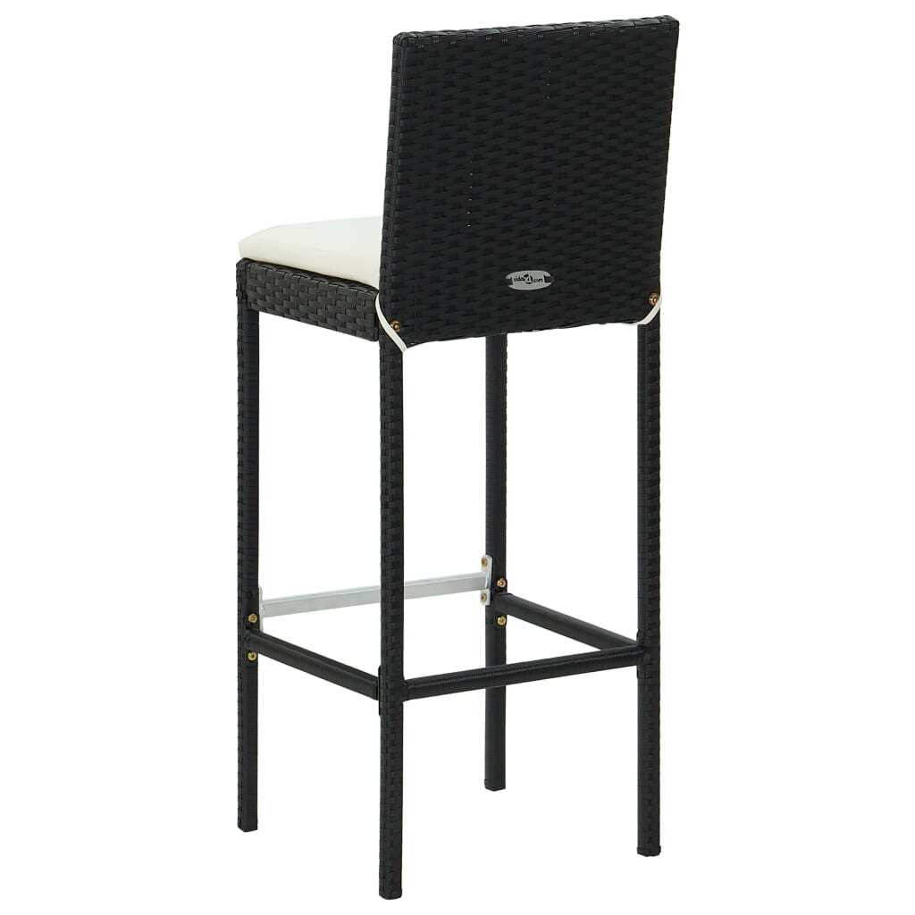 Garden Bar Stools with Cushions 2 pcs Black Poly Rattan LuxuryLifeWay Online Store