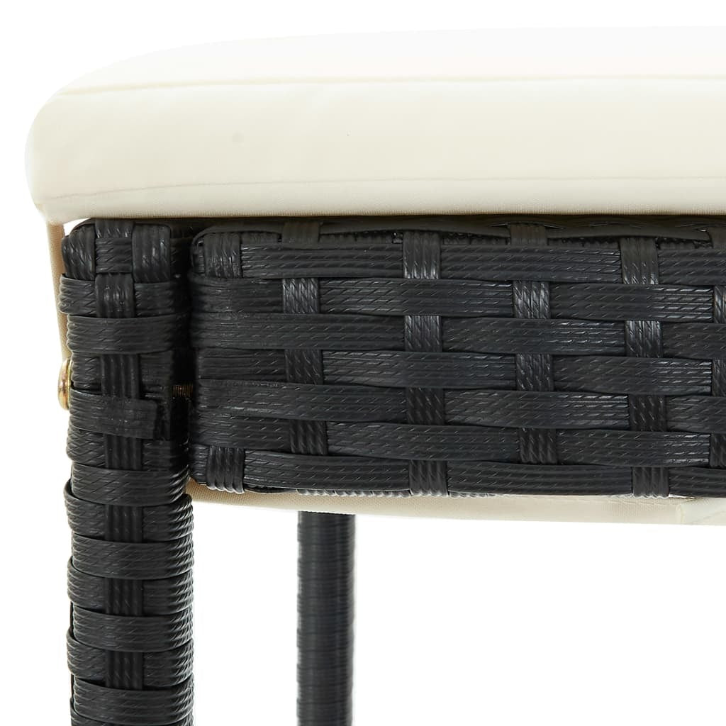 Garden Bar Stools with Cushions 2 pcs Black Poly Rattan LuxuryLifeWay Online Store