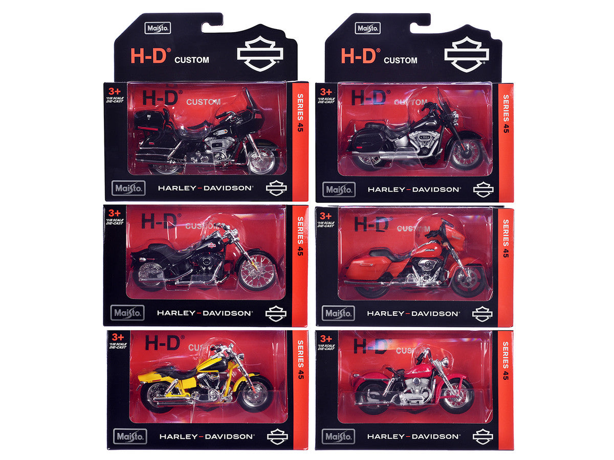 Harley-Davidson Motorcycles 6 piece Set Series 45 1/18 Diecast Models by Maisto LuxuryLifeWay Online Store