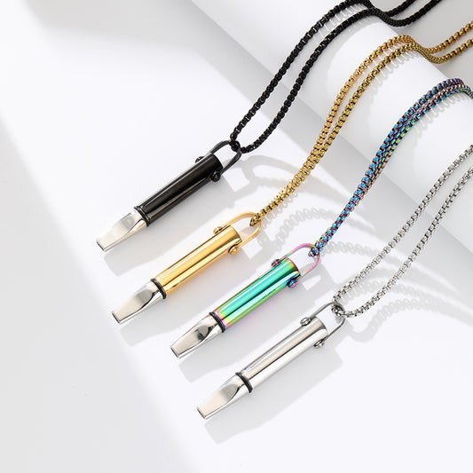 Breathing Resistance Whistle Necklace Round Tube Built-in Cotton Core