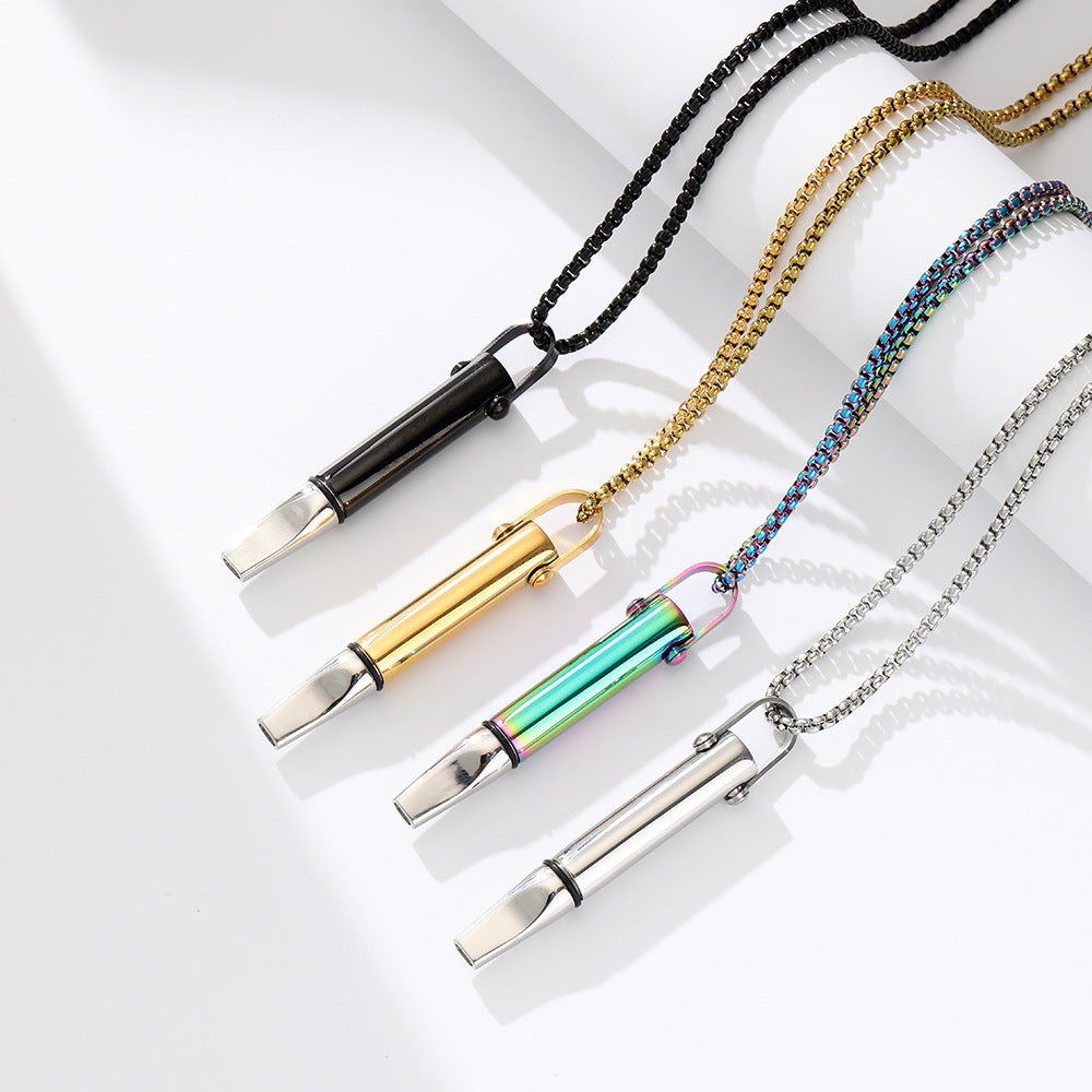 Breathing Resistance Whistle Necklace Round Tube Built-in Cotton Core LadyShow.Store
