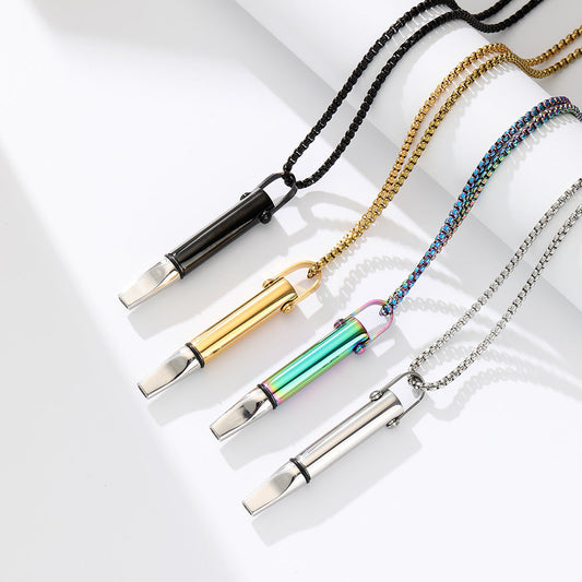 Breathing Resistance Whistle Necklace Round Tube Built-in Cotton Core LadyShow.Store