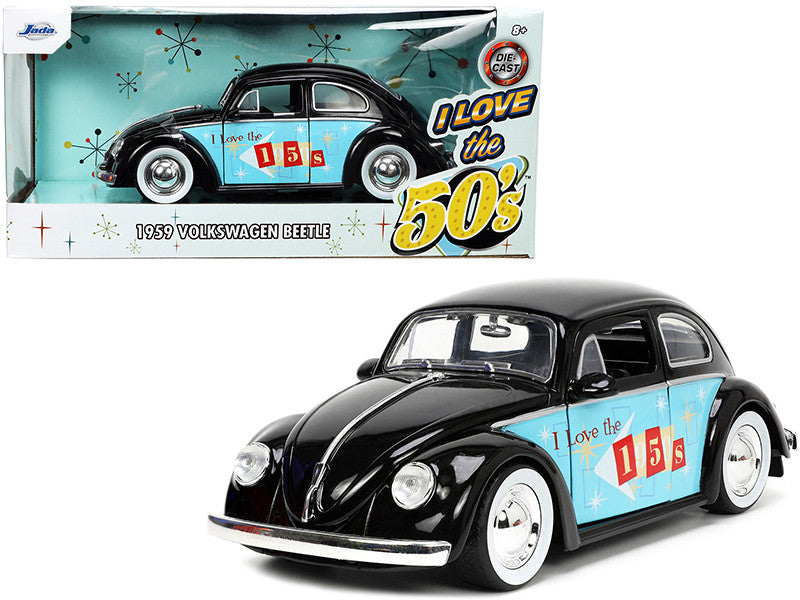 1959 Volkswagen Beetle Black with Graphics "I Love the 50's" Series 1/24 Diecast Model Car by Jada LuxuryLifeWay Online Store