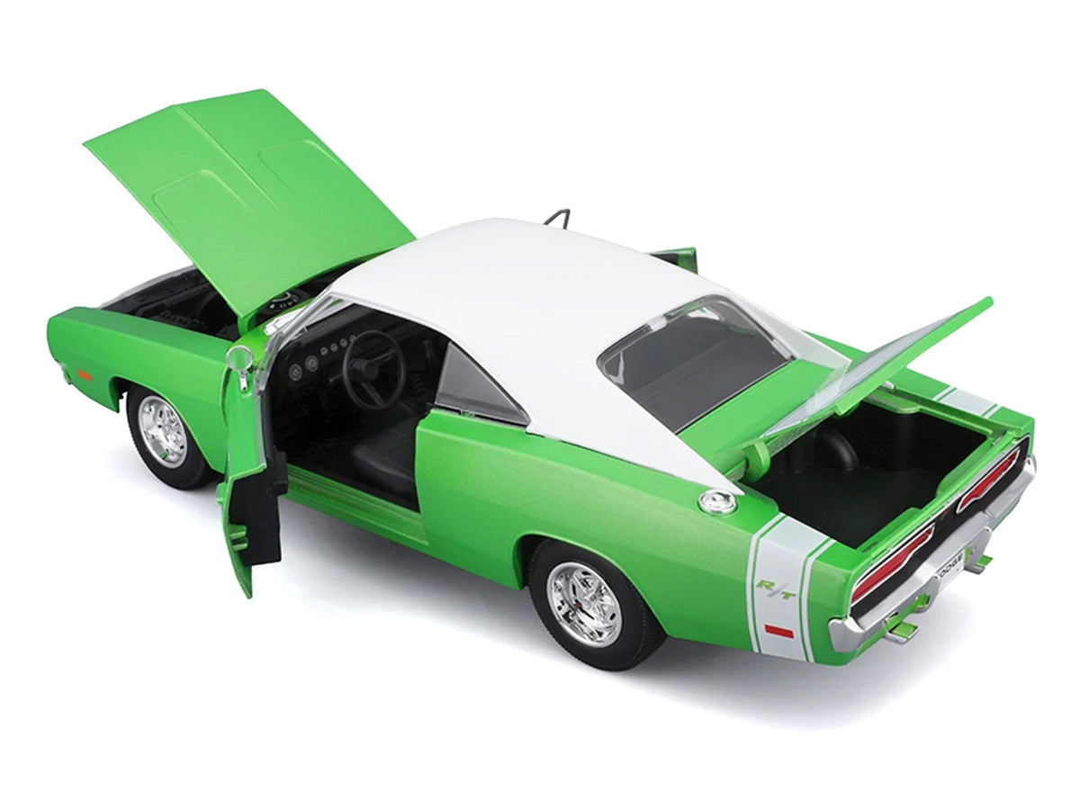 1969 Dodge Charger R/T Green Metallic with White Top and Tail Stripe "Special Edition" Series 1/18 Diecast Model Car by Maisto LuxuryLifeWay Online Store