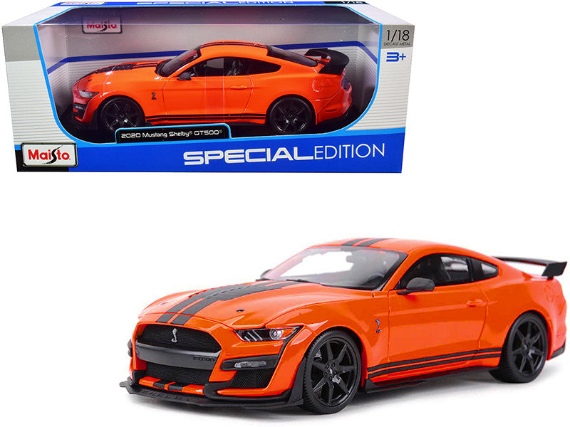 2020 Ford Mustang Shelby GT500 Orange with Black Stripes "Special Edition" 1/18 Diecast Model Car by Maisto LuxuryLifeWay Online Store