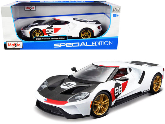 2021 Ford GT #98 White "Heritage Edition" 1/18 Diecast Model Car by Maisto LuxuryLifeWay Online Store
