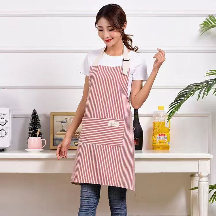 Linen Stripe Apron, Breathable Kitchen Apron For Household Chores PearlNestDecor.com