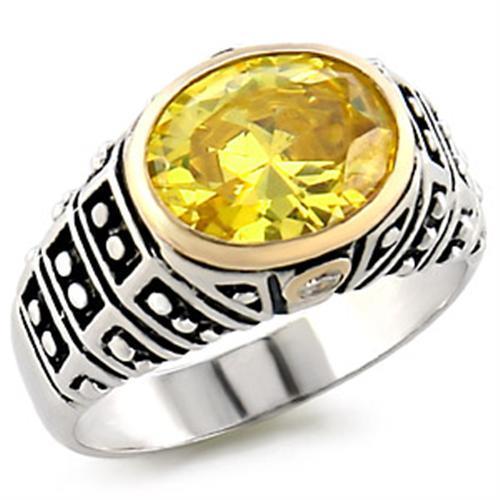 31419 - Reverse Two-Tone 925 Sterling Silver Ring with AAA Grade CZ  in Topaz LuxuryLifeWay Online Store