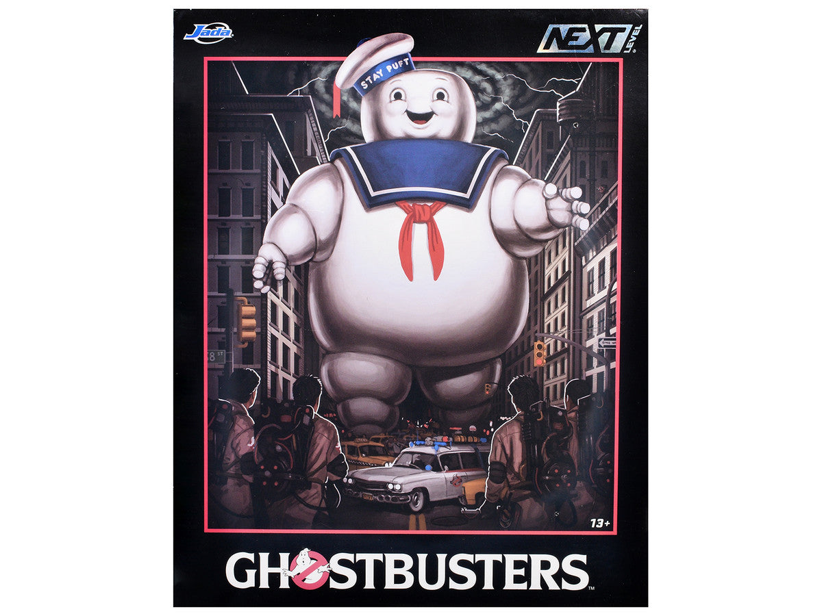 "Ghostbusters" 6" Stay Puft Marshmallow Man Figure with Nano Ecto-1 Car Diorama Set "Ghostbusters" (1984) Movie "Next Level" Series Model by Jada LuxuryLifeWay Online Store
