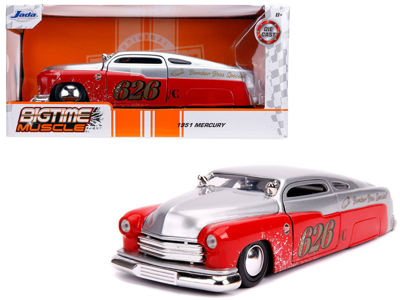 1951 Mercury Silver and Red #626 "Holley" "Bomber Bros Special" "Bigtime Muscle" 1/24 Diecast Model Car by Jada LuxuryLifeWay Online Store