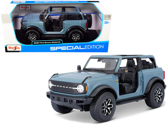 2021 Ford Bronco Badlands Blue "Special Edition" 1/18 Diecast Model Car by Maisto LuxuryLifeWay Online Store