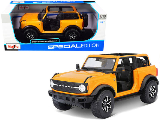 2021 Ford Bronco Badlands Orange Metallic "Special Edition" 1/18 Diecast Model Car by Maisto LuxuryLifeWay Online Store