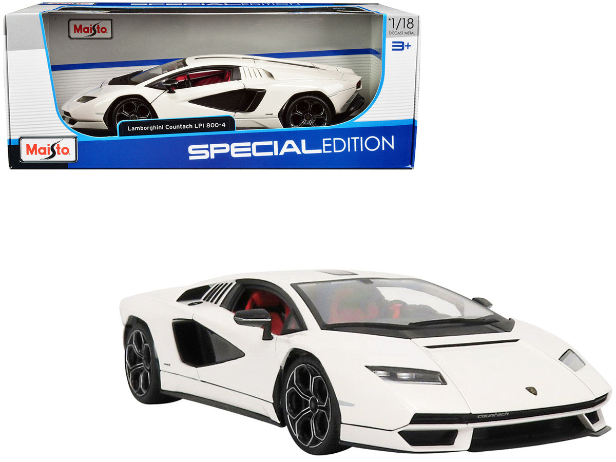 Lamborghini Countach LPI 800-4 White with Black Accents and Red Interior "Special Edition" 1/18 Diecast Model Car by Maisto LuxuryLifeWay Online Store