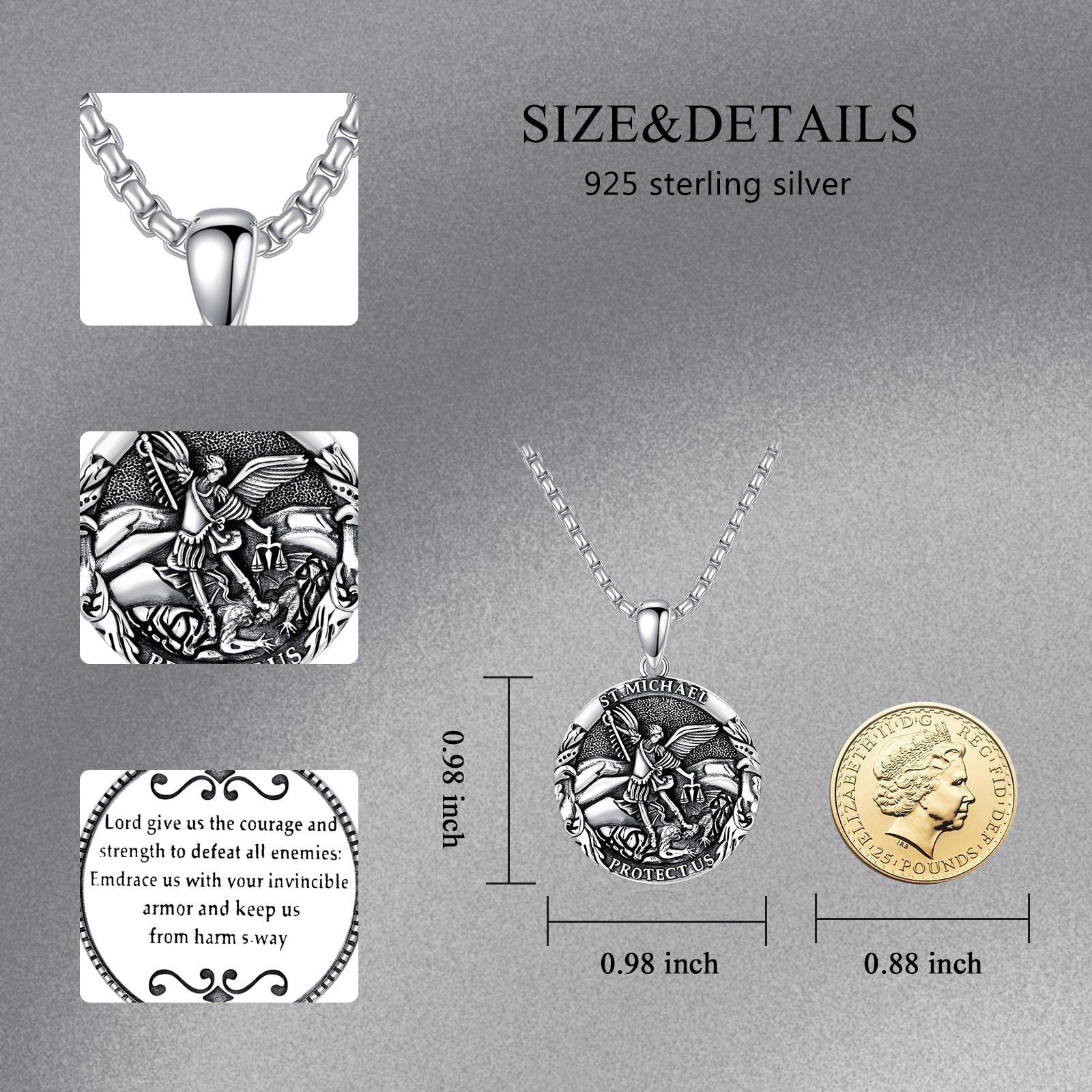 Saint Michael Medal Pendant Necklace The Archangel Catholic Medallions Amulet LadyShow.Store