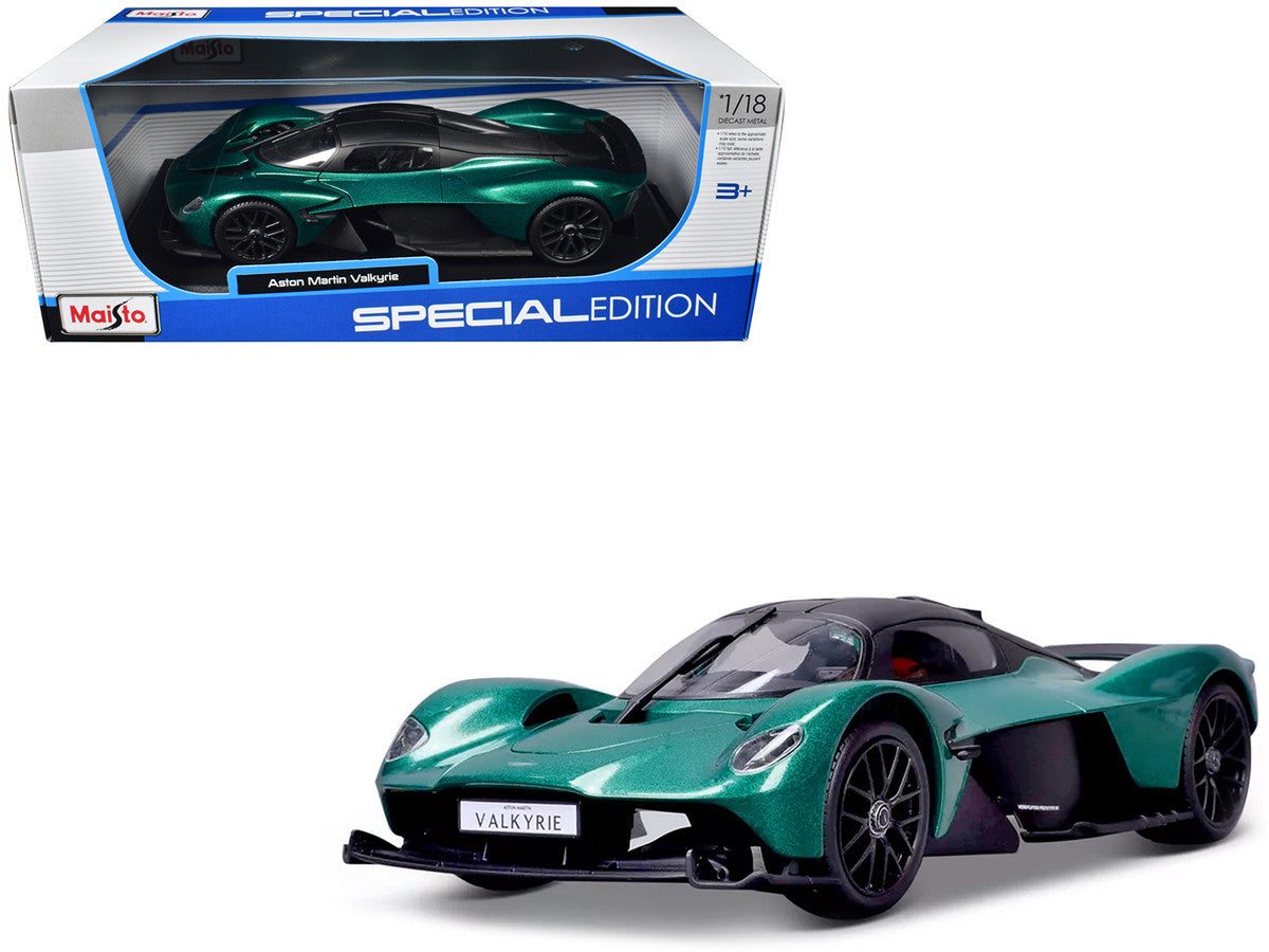Aston Martin Valkyrie Green Metallic with Matt Black Top "Special Edition" Series 1/18 Diecast Model Car by Maisto LuxuryLifeWay Online Store