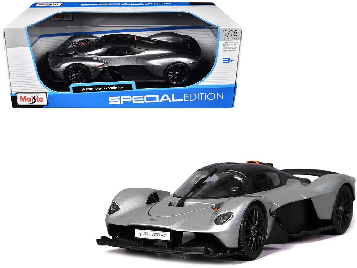 Aston Martin Valkyrie Silver Metallic with Matt Black Top "Special Edition" Series 1/18 Diecast Model Car by Maisto LuxuryLifeWay Online Store