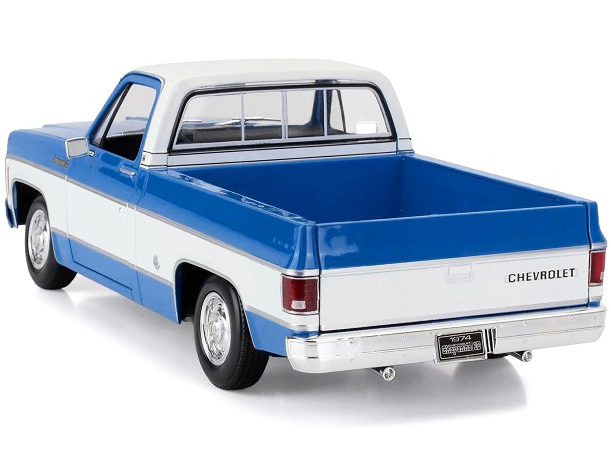 1974 Chevrolet C10 Cheyenne Super Pickup Truck Blue and White "Special Edition" Series 1/18 Diecast Model Car by Maisto LuxuryLifeWay Online Store