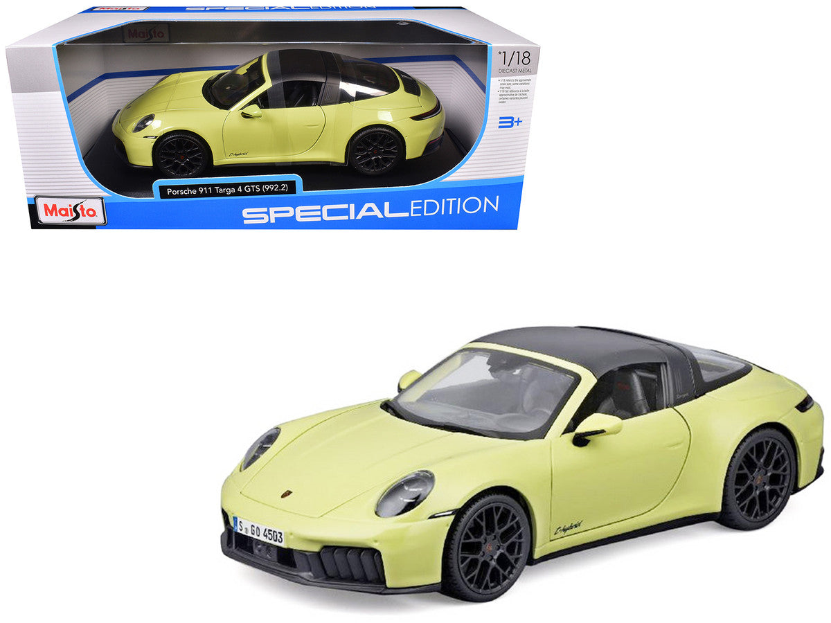 Porsche 911 Targa 4 GTS (992.2) Yellow with Black Top "Special Edition" Series 1/18 Diecast Model Car by Maisto LuxuryLifeWay Online Store