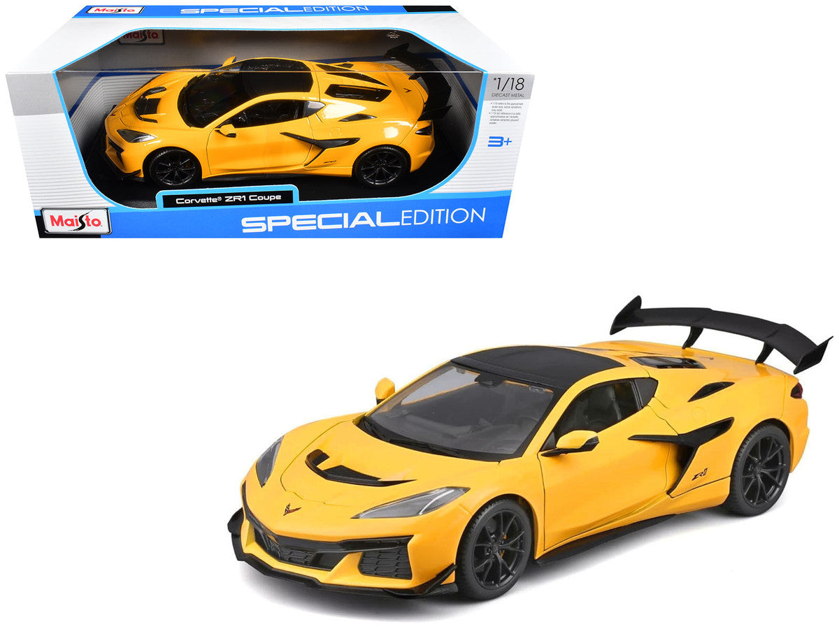 Chevrolet Corvette ZR1 Coupe Yellow with Carbon Top "Special Edition" Series 1/18 Diecast Model Car by Maisto LuxuryLifeWay Online Store