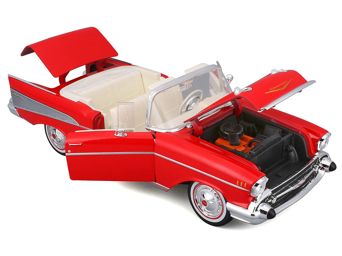 1957 Chevrolet Bel Air Convertible Red with White Interior "Special Edition" Series 1/18 Diecast Model Car by Maisto LuxuryLifeWay Online Store