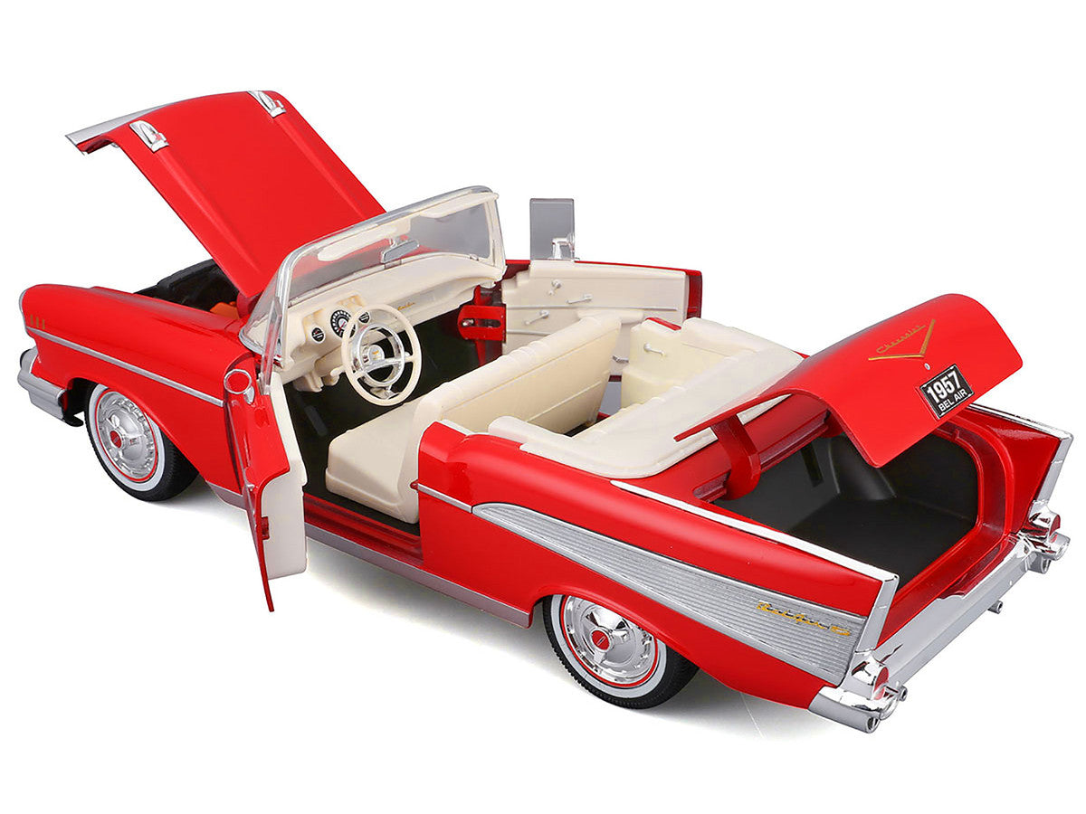 1957 Chevrolet Bel Air Convertible Red with White Interior "Special Edition" Series 1/18 Diecast Model Car by Maisto LuxuryLifeWay Online Store