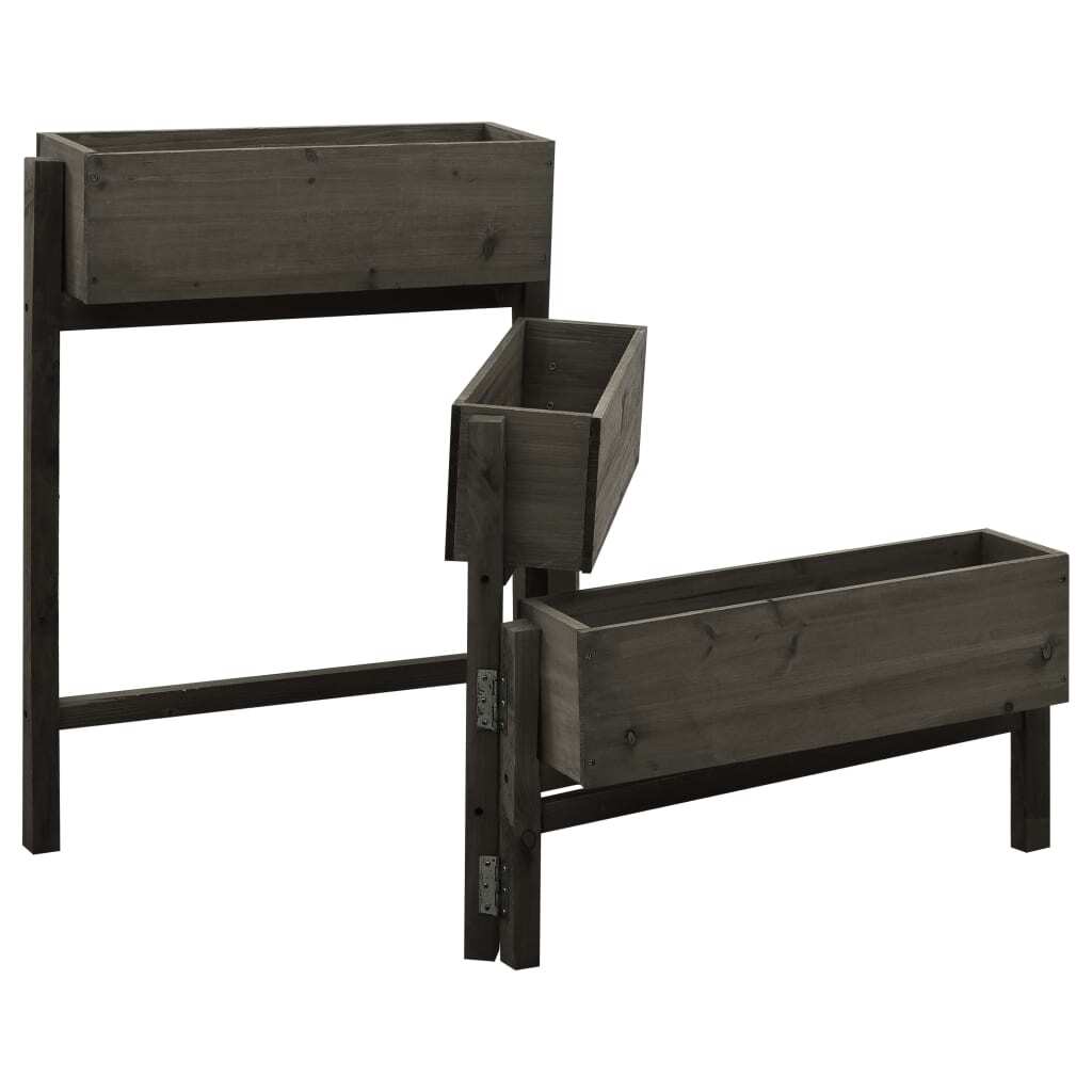 Garden Folding Planter Gray 23.6"x5.5"x29.5" Solid Firwood LuxuryLifeWay Online Store
