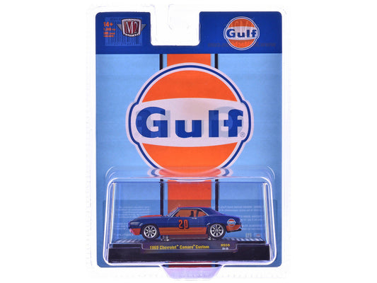 1969 Chevrolet Camaro Custom #20 "Gulf Oil" Dark Blue and Orange Limited Edition to 5500 pieces Worldwide 1/64 Diecast Model Car by M2 Machines LuxuryLifeWay Online Store