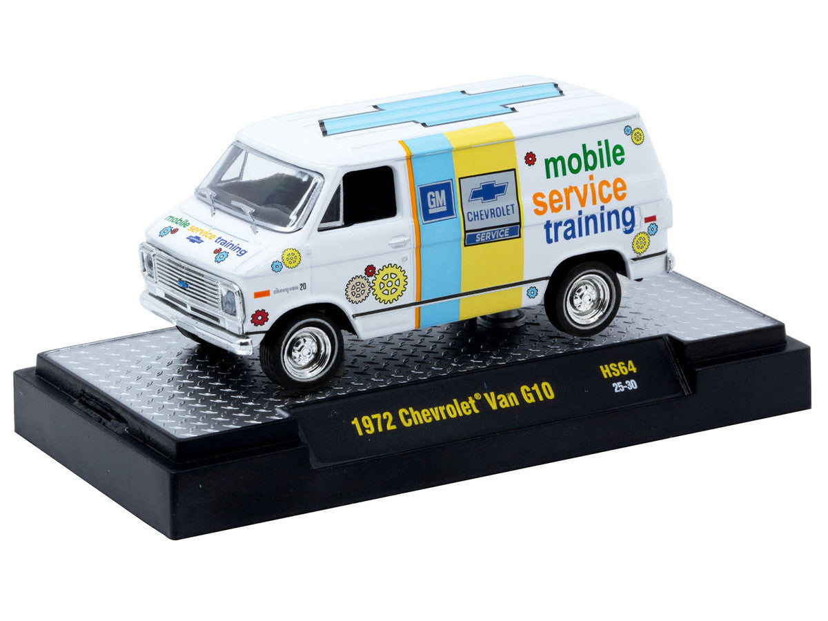 1972 Chevrolet G10 Van "Chevrolet Mobile Service Training" White with Graphics Limited Edition to 4400 pieces Worldwide 1/64 Diecast Model Car by M2 Machines LuxuryLifeWay Online Store