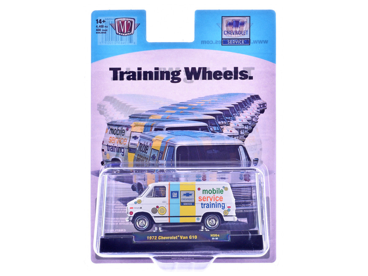 1972 Chevrolet G10 Van "Chevrolet Mobile Service Training" White with Graphics Limited Edition to 4400 pieces Worldwide 1/64 Diecast Model Car by M2 Machines LuxuryLifeWay Online Store