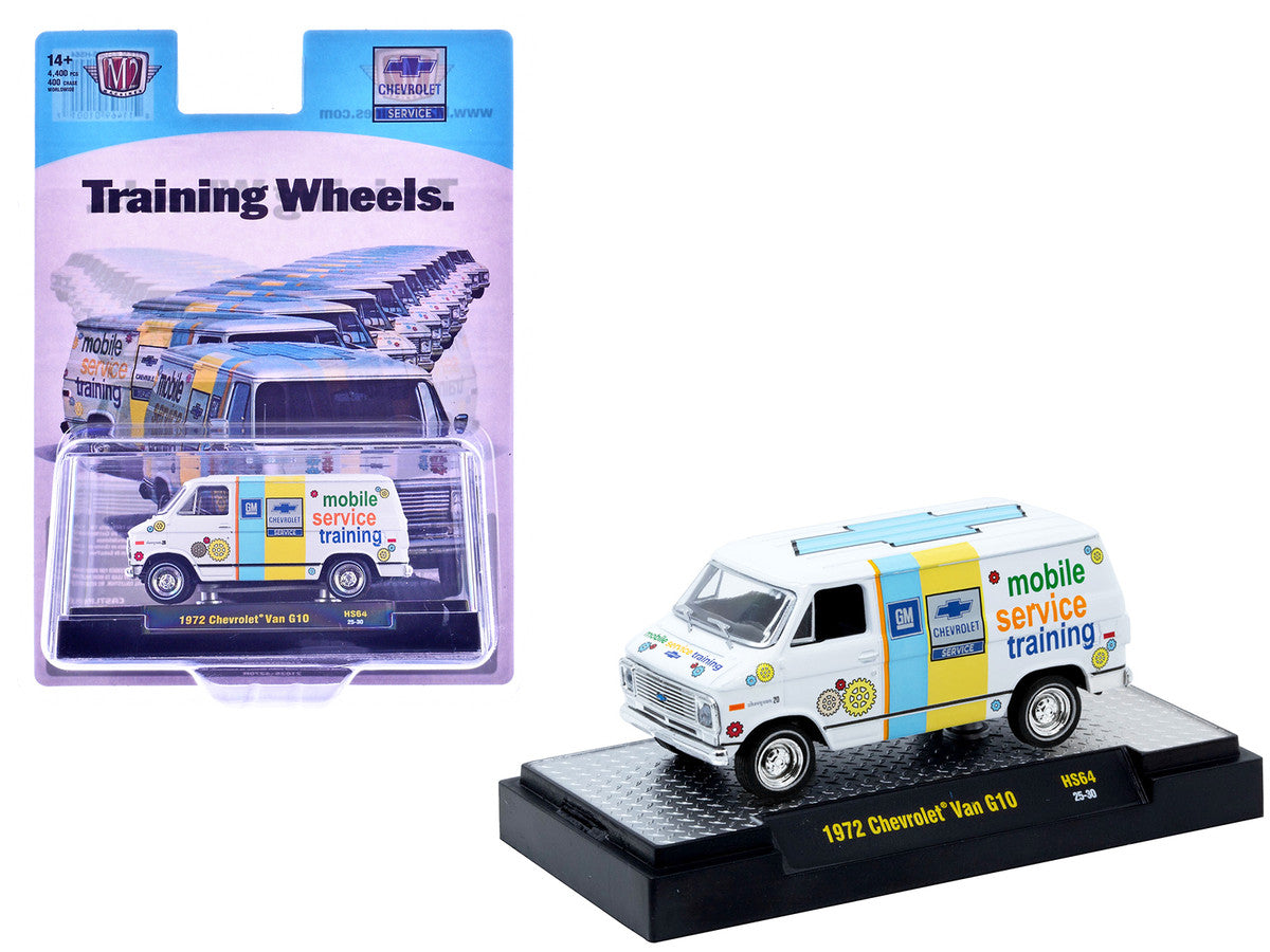 1972 Chevrolet G10 Van "Chevrolet Mobile Service Training" White with Graphics Limited Edition to 4400 pieces Worldwide 1/64 Diecast Model Car by M2 Machines LuxuryLifeWay Online Store
