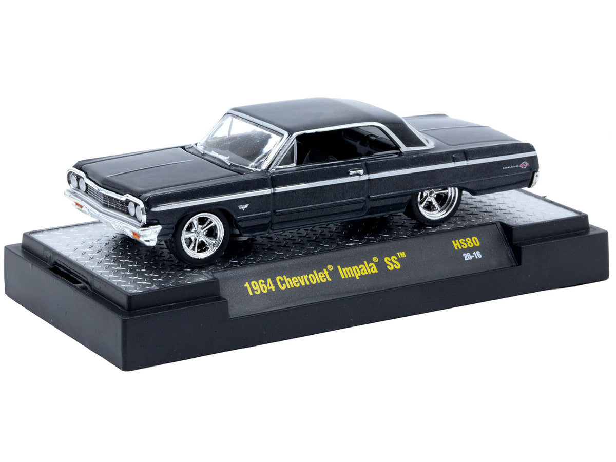 1964 Chevrolet Impala SS Black Metallic Limited Edition to 14102 pieces Worldwide 1/64 Diecast Model Car by M2 Machines LuxuryLifeWay Online Store