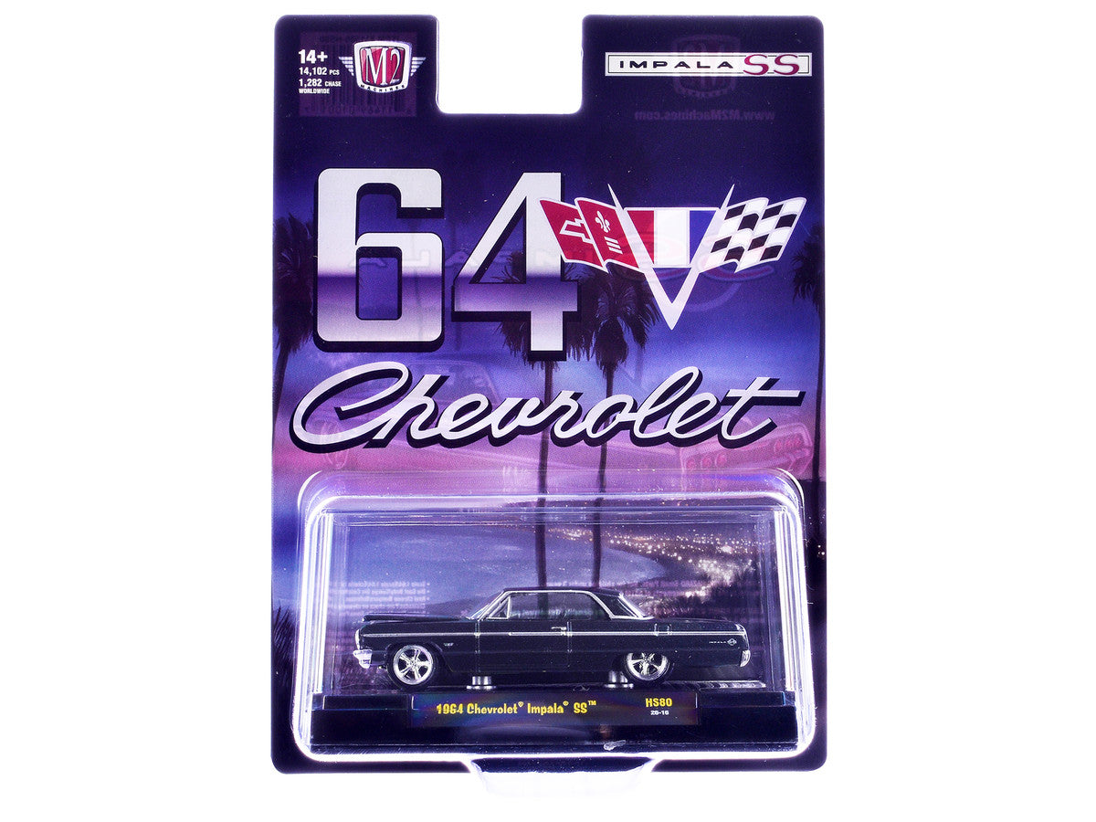 1964 Chevrolet Impala SS Black Metallic Limited Edition to 14102 pieces Worldwide 1/64 Diecast Model Car by M2 Machines LuxuryLifeWay Online Store