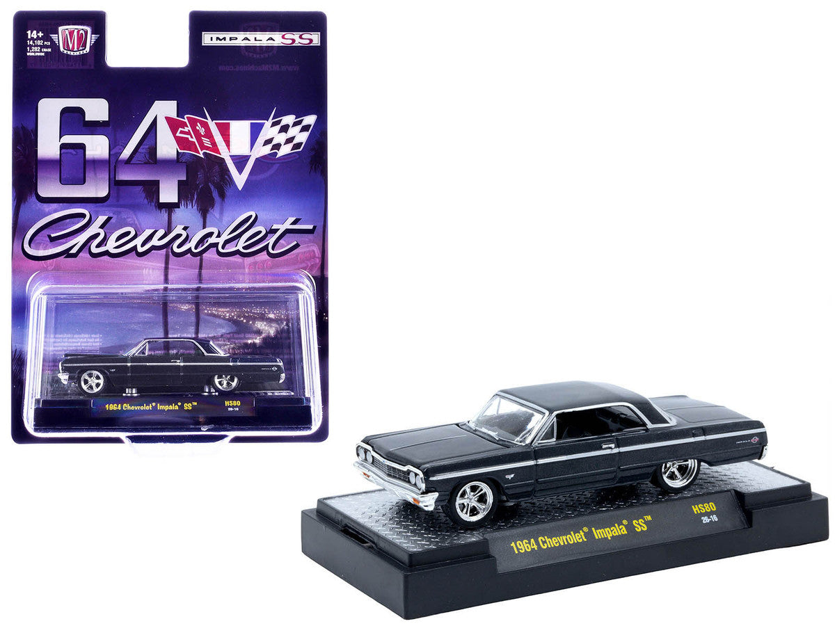 1964 Chevrolet Impala SS Black Metallic Limited Edition to 14102 pieces Worldwide 1/64 Diecast Model Car by M2 Machines LuxuryLifeWay Online Store