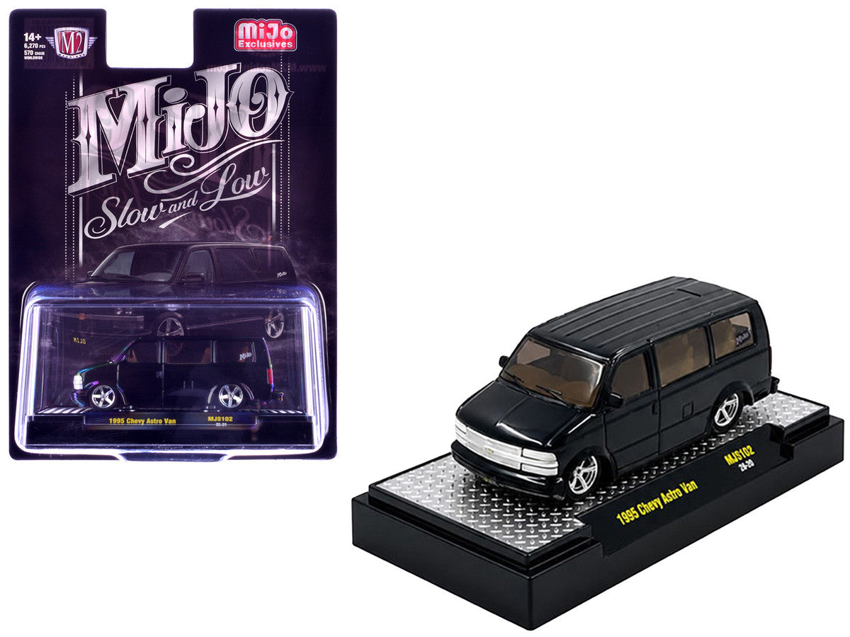 1995 Chevrolet Astro Van "Slow & Low" Black Limited Edition to 6720 pieces Worldwide 1/64 Diecast Model Car by M2 Machines LuxuryLifeWay Online Store
