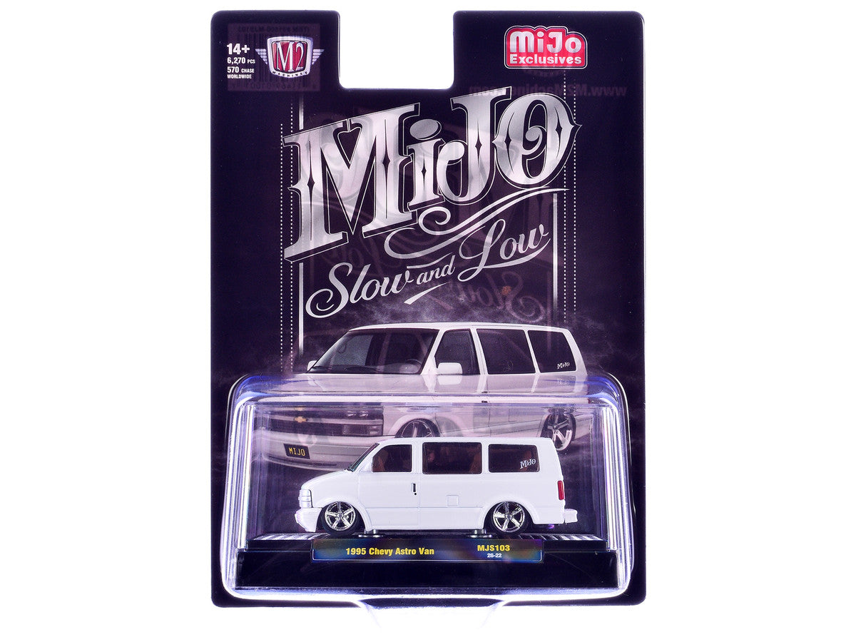 1995 Chevrolet Astro Van "Slow & Low" White Limited Edition to 6720 pieces Worldwide 1/64 Diecast Model Car by M2 Machines LuxuryLifeWay Online Store