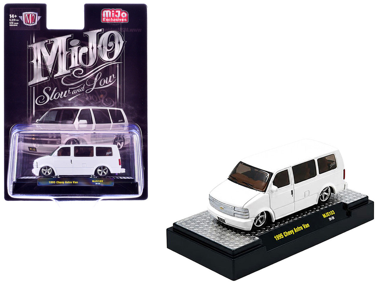 1995 Chevrolet Astro Van "Slow & Low" White Limited Edition to 6720 pieces Worldwide 1/64 Diecast Model Car by M2 Machines LuxuryLifeWay Online Store