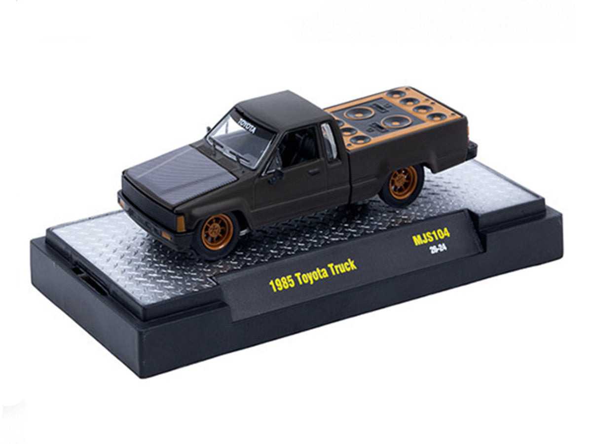 1985 Toyota SR5 Pickup Truck "Slammed Custom" Matt Gray with Carbon Hood Limited Edition to 10890 pieces Worldwide 1/64 Diecast Model Car by M2 Machines LuxuryLifeWay Online Store