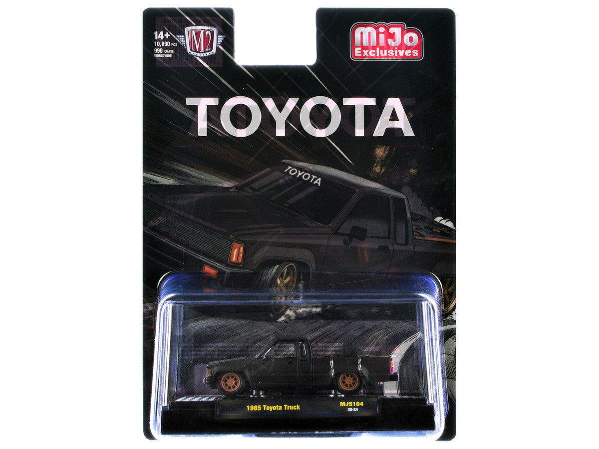 1985 Toyota SR5 Pickup Truck "Slammed Custom" Matt Gray with Carbon Hood Limited Edition to 10890 pieces Worldwide 1/64 Diecast Model Car by M2 Machines LuxuryLifeWay Online Store