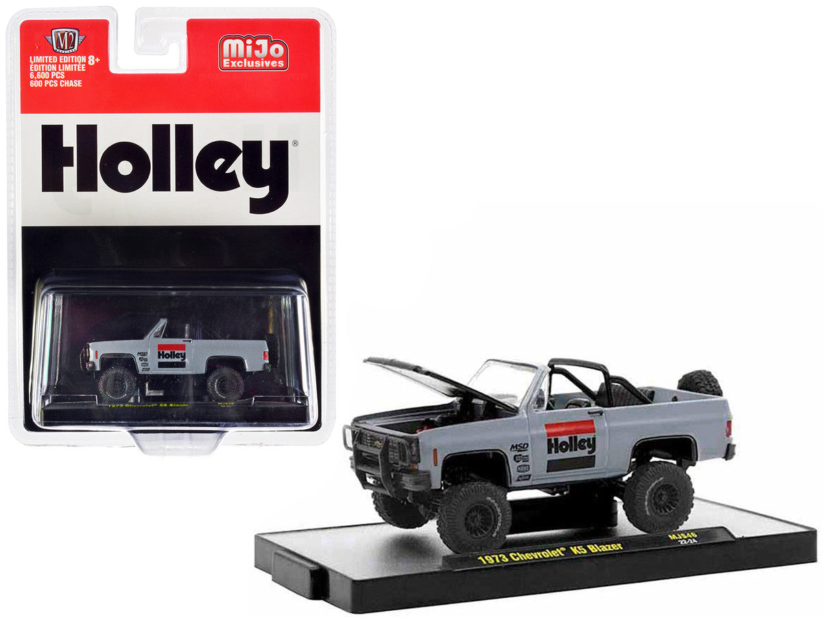 1973 Chevrolet K5 Blazer Open Top "Holley" Gray with Black Hood Limited Edition to 6600 pieces Worldwide 1/64 Diecast Model Car by M2 Machines LuxuryLifeWay Online Store