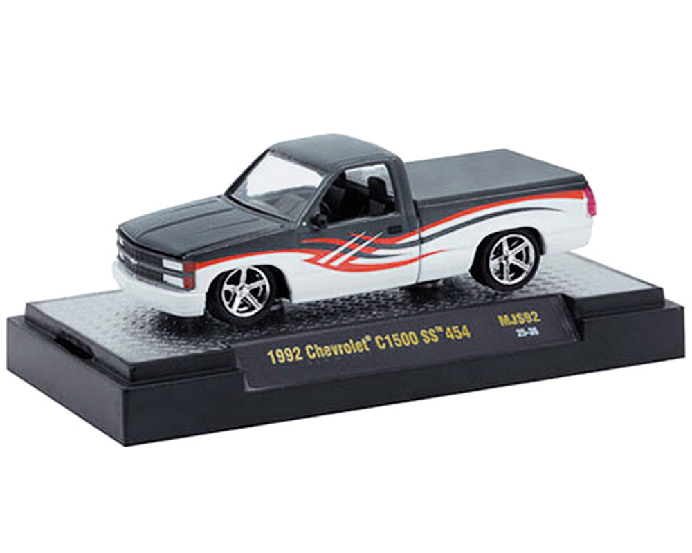 1992 Chevrolet C1500 SS 454 Pickup Truck Gray and White with Graphics Limited Edition to 9680 pieces Worldwide 1/64 Diecast Model Car by M2 Machines LuxuryLifeWay Online Store