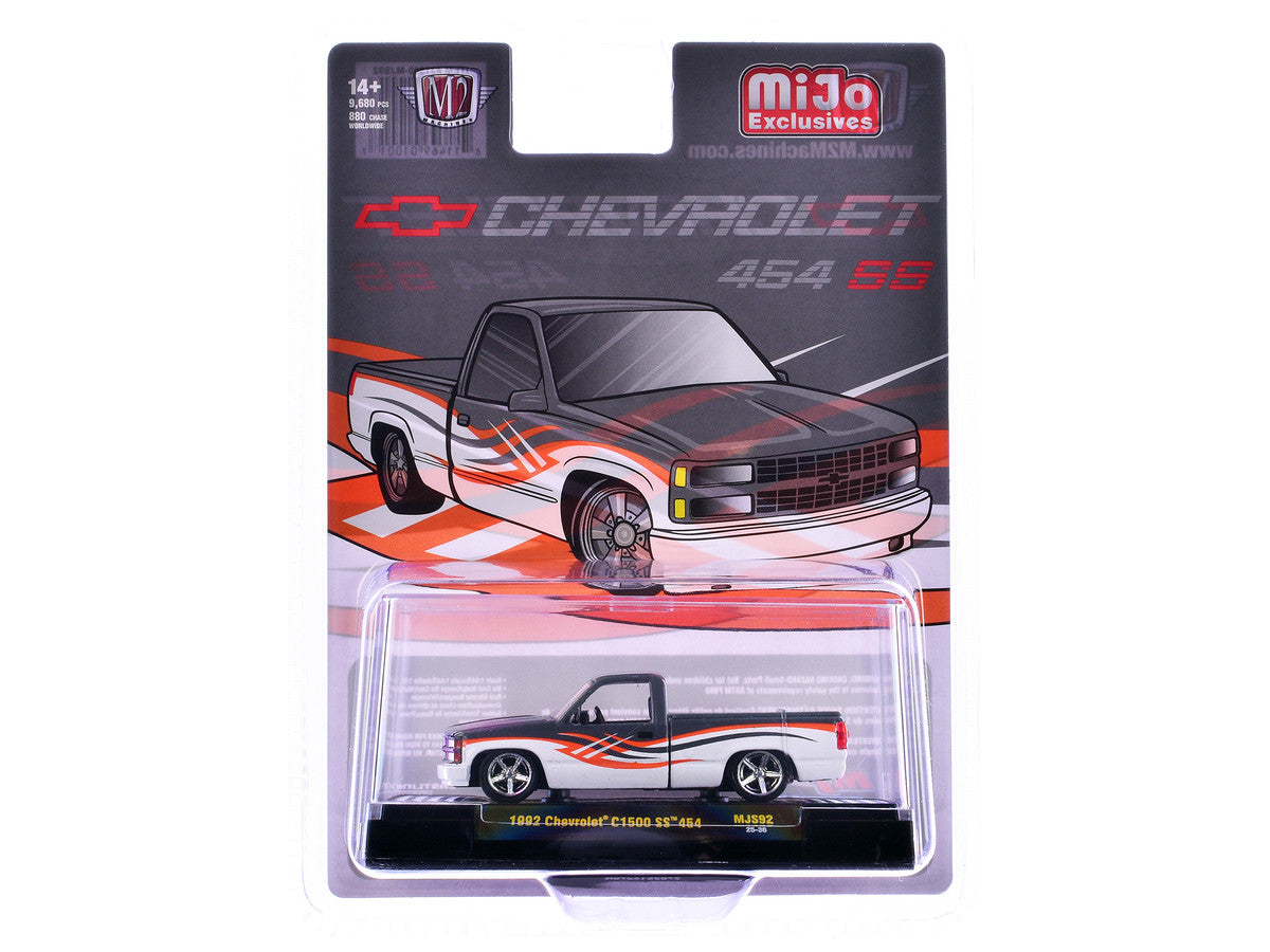 1992 Chevrolet C1500 SS 454 Pickup Truck Gray and White with Graphics Limited Edition to 9680 pieces Worldwide 1/64 Diecast Model Car by M2 Machines LuxuryLifeWay Online Store